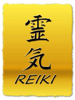 Reiki, goldener Hintergrund